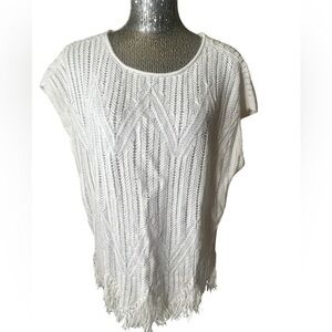 New Nic + Zoe classic cream fringe knit sweater size XXL $148